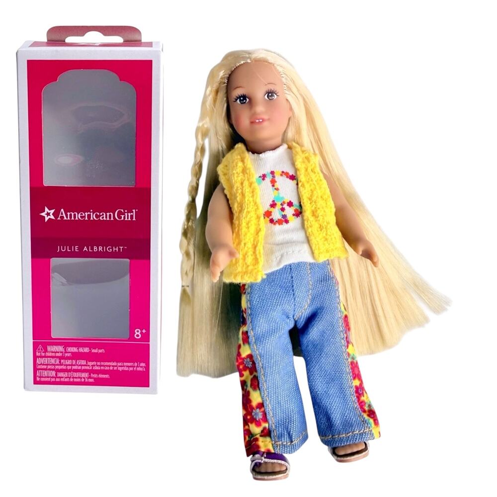 American Girl Doll Julie Mini 6.5" Meet Outfit Pant Panty Top Shoes Vest Box